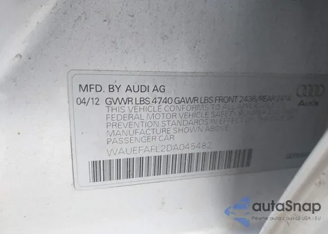 2013 Audi A4 2.0T Premium z USA, uszkodzony, nr VIN WAUEFAFL2DA045482